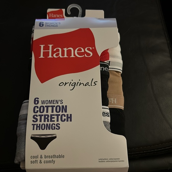NWT! 6PK Hanes Originals Women's Thong Underwear, Breathable Stretch Cotton - Picture 7 of 7